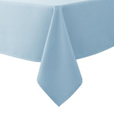 Biscaynebay textured tablecloth in light blue adds elegance to dining setups.