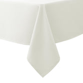 Biscaynebay textured ivory tablecloth drape adds elegant dining ambiance.