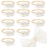 Bituinra gold pearl napkin ring set of 12 enhances table elegance for gatherings.