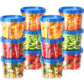 BiuLeon 12-pack 24oz freezer container set for organized fridge storage.