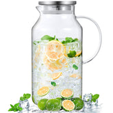 Bivvclaz 1-gallon glass pitcher with lid and handle, ideal for party drinks