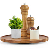 Bivvclaz 12in Acacia Lazy Susan top view showing spacious surface for organization