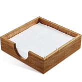 Bivvclaz acacia wood napkin holder on table top for easy access