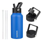 BJPKPK insulated sapphire bottle with straw lid keeps cold drinks longer.
