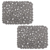 Bligli Pebble Sink Mat two-pack in grey protects sink surfaces while cushioning delicate dishes.