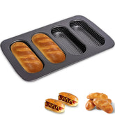 BLLREMIPSUR mini baguette tray front view with perforated design for even baking.