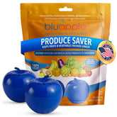 Bluapple Produce Saver 2-pack packaging keeps produce fresh longer.