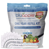 BluApple refill set with eight packets for extended freshness.
