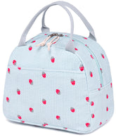 Bluboon corduroy lunch bag front view for stylish daily use at work or school.