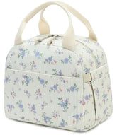 Bluboon lunch bag in cream corduroy with a front pocket for cards and phone.