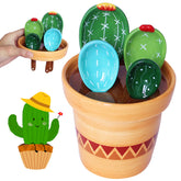 BlueSteer cactus measuring spoons pot front view shows playful decor and precise measures.