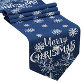 Boao navy blue Christmas table runner with snowflake embroidery for festive dining