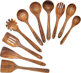 BOKALAKA teak wood spoons set shows natural grain for durable daily cooking
