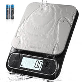 BOMATA waterproof kitchen scale with stainless steel pan for precise food weighing.