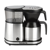 Bonavita BV1500TS front view highlights compact design and quick brewing potential.