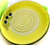 BonCera ceramic grater plate 5-25 inch closeup for effortless shredding of garlic and cheese.