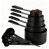 Bopei measuring cups and spoons front view with precise cooking measurements