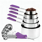 Bopei stainless steel measuring cups and spoons assembly showing complete set for accurate kitchen prep.