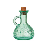 Bormioli Rocco Olivia oil cruet bottle in blue-green glass for elegant kitchen display.