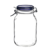 Bormioli Rocco Fido square jar with blue lid for airtight pantry storage