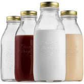 Bormioli Rocco Quattro Stagioni milk bottle with airtight lid for fresh dairy storage.
