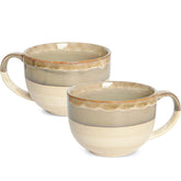 Bosmarlin ceramic jumbo coffee mug set of 2 in brown grey, 23 oz capacity for bold beverages.