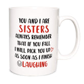 Bosmarlin Funny Sister Coffee Mug with a large capacity for generous daily servings.