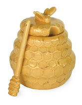 Boston International embossed honey pot with lid, convenient for honey serving.