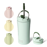 BOTTLE BOTTLE green dual-lid coffee tumbler with straw for on-the-go