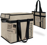 Boxiebag reusable grocery bag with open lid showing insulation for fresh groceries