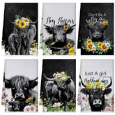 Boyiee Highland Cow towel bluebird design for daily dish drying