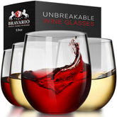 Bravario unbreakable stemless wine glass with crystal clarity for indoor use.