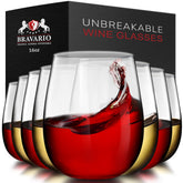 Bravario unbreakable stemless wine glass with crystal look for casual dining.
