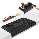 Breewenf espresso tamping mat close-up shows a non-slip silicone surface.