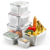 BreezyHome 5-set fridge storage with colanders for improved moisture control