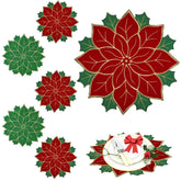 Breling poinsettia embroidery placemats add festive charm to holiday table decor.