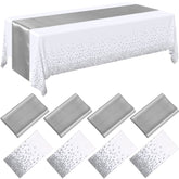 Breling white and silver tablecloth with seamless polka dot pattern for elegant wedding tables