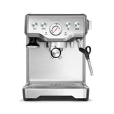 Breville Infuser espresso machine front view with precise dosing controls