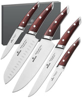 Brewin Chefilosophi knife set package showcasing premium five-piece collection for gourmet cooking