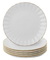 Brew To A Tea porcelain dinner plates with gold trim set for six, ideal for entertaining.