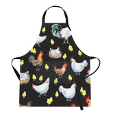 Bribay apron with Happy Chicken Farm Rooster design, great for cooking and gardening.