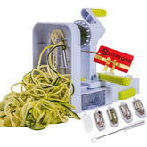 Brieftons QuickFold 5-Blade Spiralizer folded for space-saving storage in small kitchens.