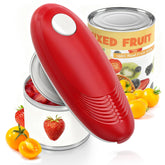 Brilam electric can opener demonstrates side-edge cut for safer opening.