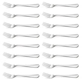 Briout 16-piece silverware forks feature an 8-inch length with a mirror-polished finish for elegant dining.