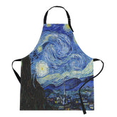 Britimes Starry Night apron front view for cooking and baking.