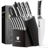 BRODARK knife set: 8-inch chef knife in block for precise, confident slicing.
