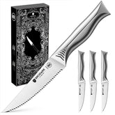 BRODARK steak knives 4.5-inch blades slice steaks with ease.