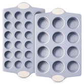 Bronypro 12-cup ceramic muffin pan in cream white for easy release and quick cleanup.