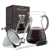 BRENSTEN pour-over coffee maker set carafe 34 oz ready for 8 cups