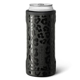 BrüMate Hopsulator Slim onyx leopard, front view, keeps 12oz slim cans cold on the go.